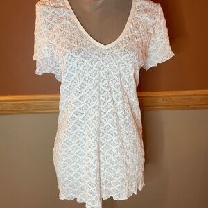 Moda International White Lace Short Sleeve Top